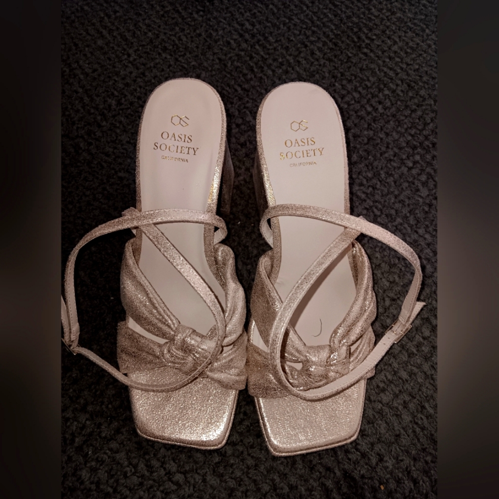 New Society Gold Strappy Platform Sandals